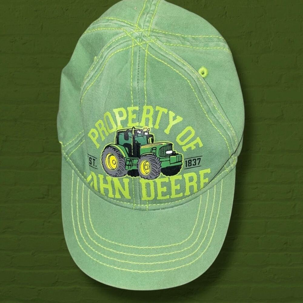 John Deere Hat Toddler Youth OS Property of Green Tractor Cap Elastic Back Gift